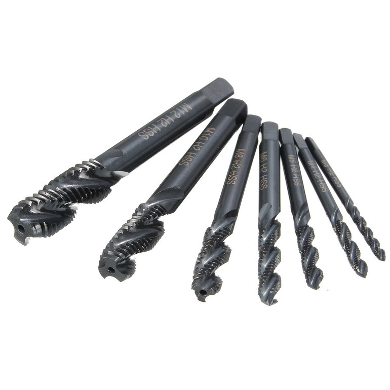 7pcs M3-M12 HSS Nitriding Coated Screw Tap Metric Right Hand Spiral Screw Thread Tap