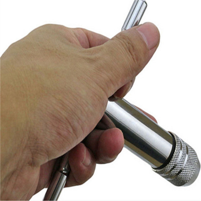 Drillpro T Handle Ratchet Tap Wrench with 5pcs M3-M8 Machine Screw Thread Metric Plug Tap