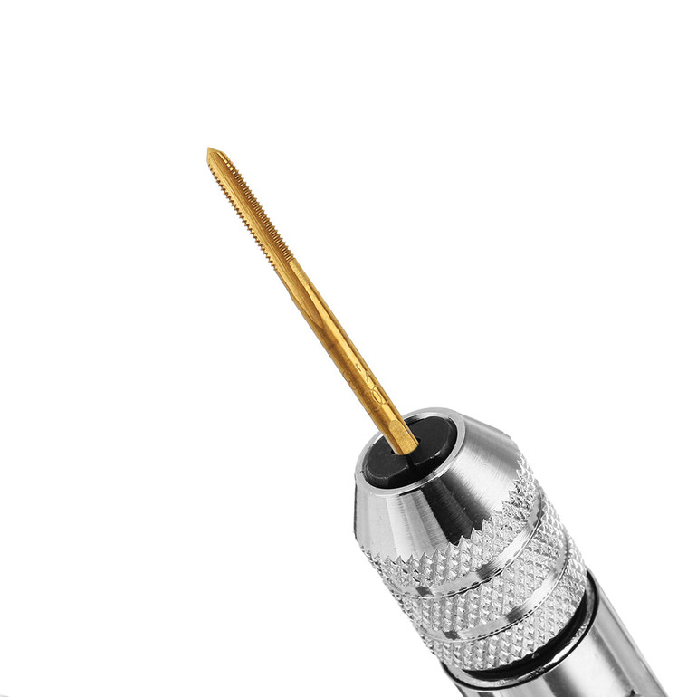 Drillpro T Handle Ratchet Tap Wrench with 5pcs Titanium Coated M3-M8 Screw Tap Thread Plug Tap