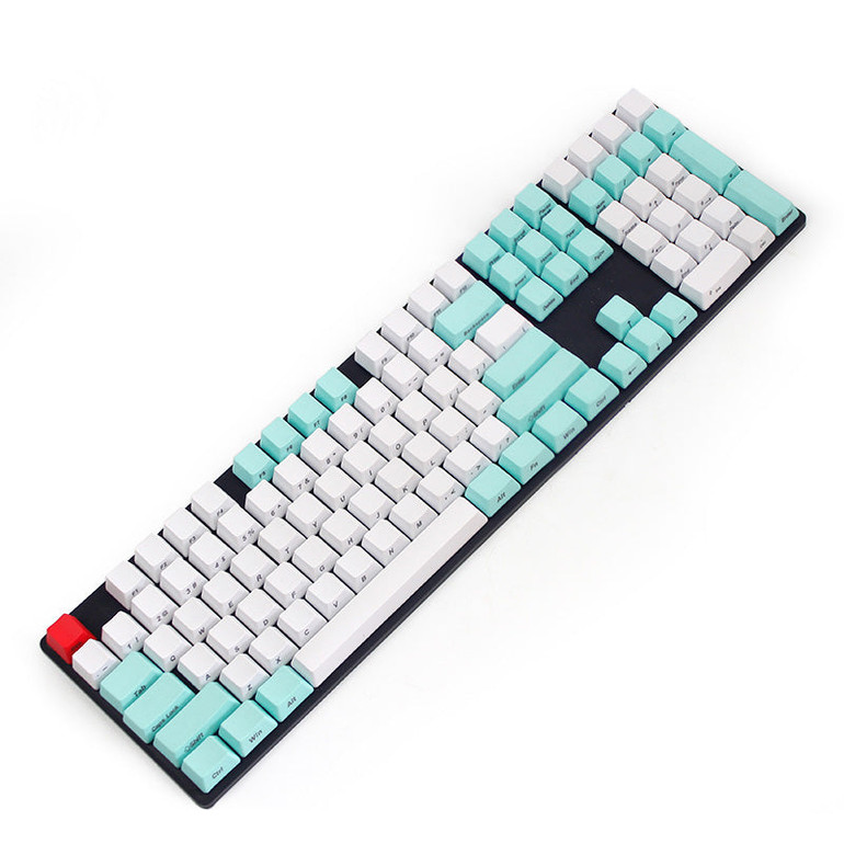 104 Key PBT OEM Profile Thick Side Printed Keycaps for Cherry MX Switches Keyboard  (Blue 104 Key)