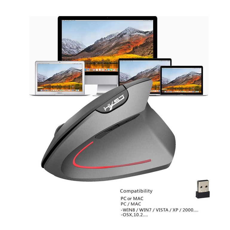 HXSJ 6D Rechargeable 2.4GHz 2400DPI Wireless Vertical Mouse Gaming Mouse Ergonomic Design HXSJ 6D Rechargeable 2.4GHz 2400DPI Wireless Vertical Mouse Gaming Mouse Ergonomic Design