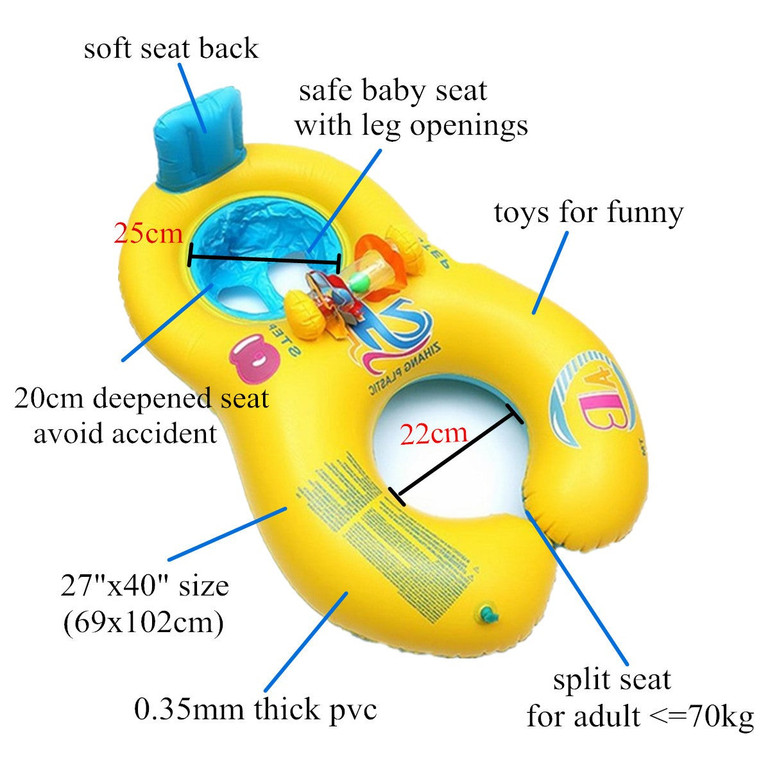 ABC Safe Inflatable Mother And Baby Swim Float Boat Raft Kid's Chair Seat Boat