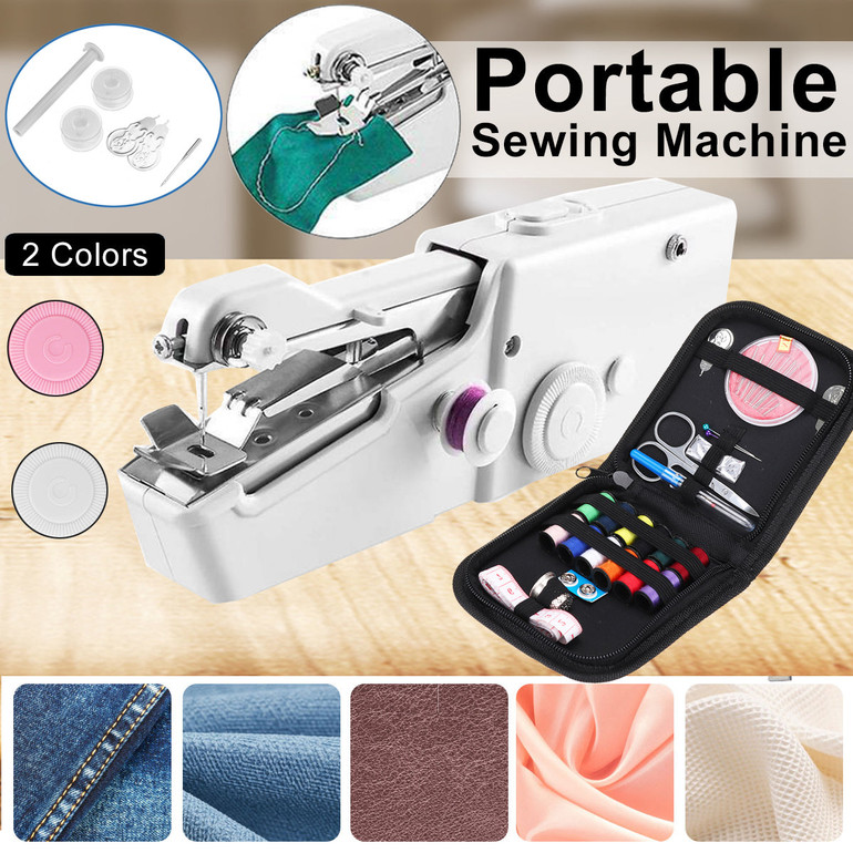 Portable Mini Handheld Cordless Sewing Machine Stitching Home Clothes + Tools Kit