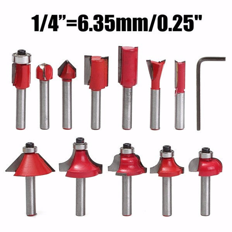 12pcs Woodworking Router Bit Cutter Tungsten Carbide Rotary Tool Set