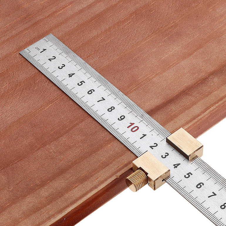 Woodworking Metric and Inch Line Scribe Ruler Positioning Measuring Ruler 300mm Marking T-Ruler Woodworking Tool
