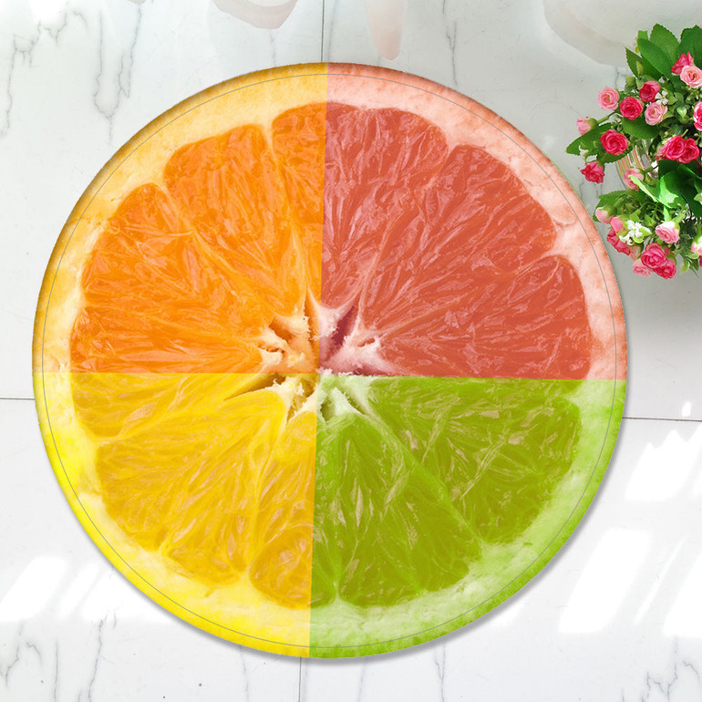 KCASA KC-M4 3D Print Round Fruit Kids Bedroom soft Car Pet Home Living Room Kitchen Rugs Computer Chair Mat
