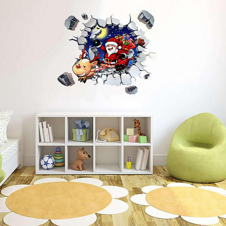 45x60CM 3D Wall Sticker Christmas Santa Claus Adhesive Sticker Bedroom Home Decor 45x60CM 3D Wall Sticker Christmas Santa Claus Adhesive Sticker Bedroom Home Decor
