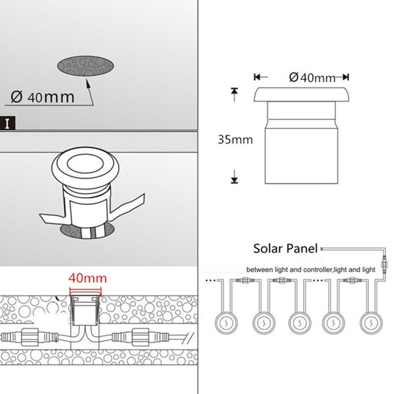 8 in 1 Solar Power LED Waterproof Underground Light Outdoor Garden Path Lamp