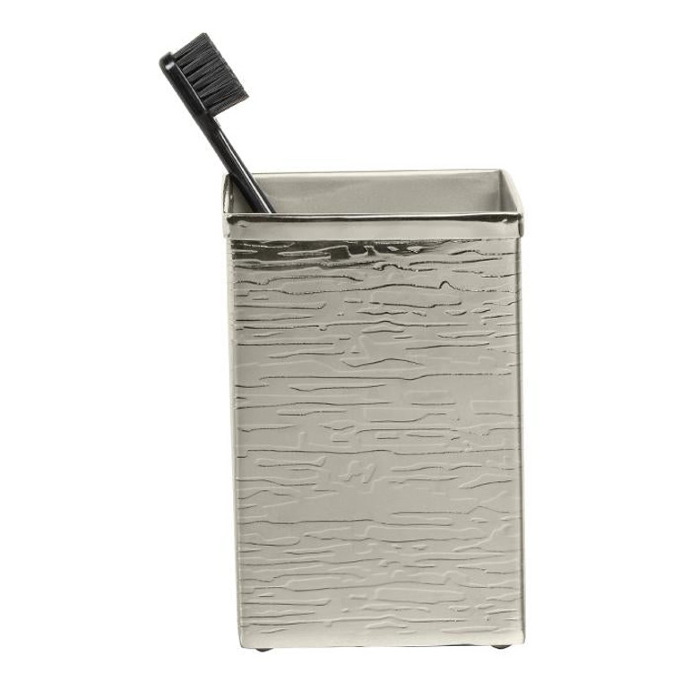 Elgin Shiny Nickel Etched Brush Holder