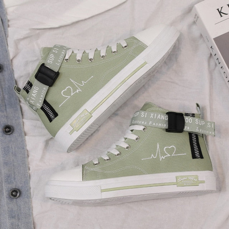 TYDZSMT Sneakers Fashion Women Canvas Shoes Breathable Flats Shoes High Top  2021 Spring Vulcanized Shoes Women Tenis Feminino