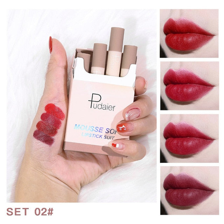 Pudaier matte lipstick set makeup small smoke tube cigarette lipstick Matte batom soft Moisturize not dry maquiagem