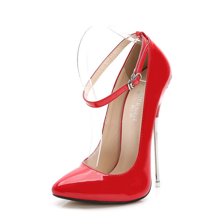 Brand Shoes Woman High Heels Ladies Shoes metal 16CM Heels Pumps Women Shoes High Heels Sexy Black RED Wedding Shoes Stiletto