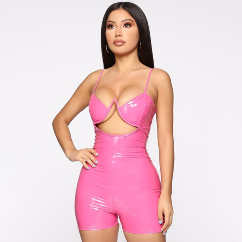 NATTEMAID Solid Black PU Leather Clubwear Bodycon Jumpsuit Women Hollow Out Strapless Sexy Jumpsuit Summer Tracksuit Rompers NATTEMAID Solid Black PU Leather Clubwear Bodycon Jumpsuit Women Hollow Out Strapless Sexy Jumpsuit Summer Tracksuit Rompers