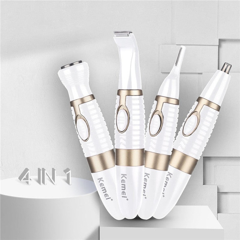4 in 1 Battery Operated Electric Nose Hair Trimmer Sideburns Trimmer Eyebrow Trimmer Body Hair Shaver Personal Trimmer Kit for Men and Women