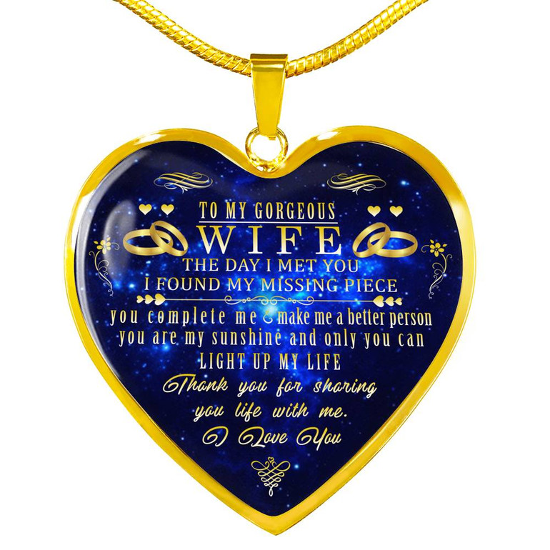 To my wife necklace, luxury necklace for wife from husband, amazing wife heart necklace, special necklace for wife - thank you for sharing your life with me - I love you 609whg To my wife necklace, luxury necklace for wife from husband, amazing wife heart necklace, special necklace for wife - thank you for sharing your life with me - I love you 609whg
