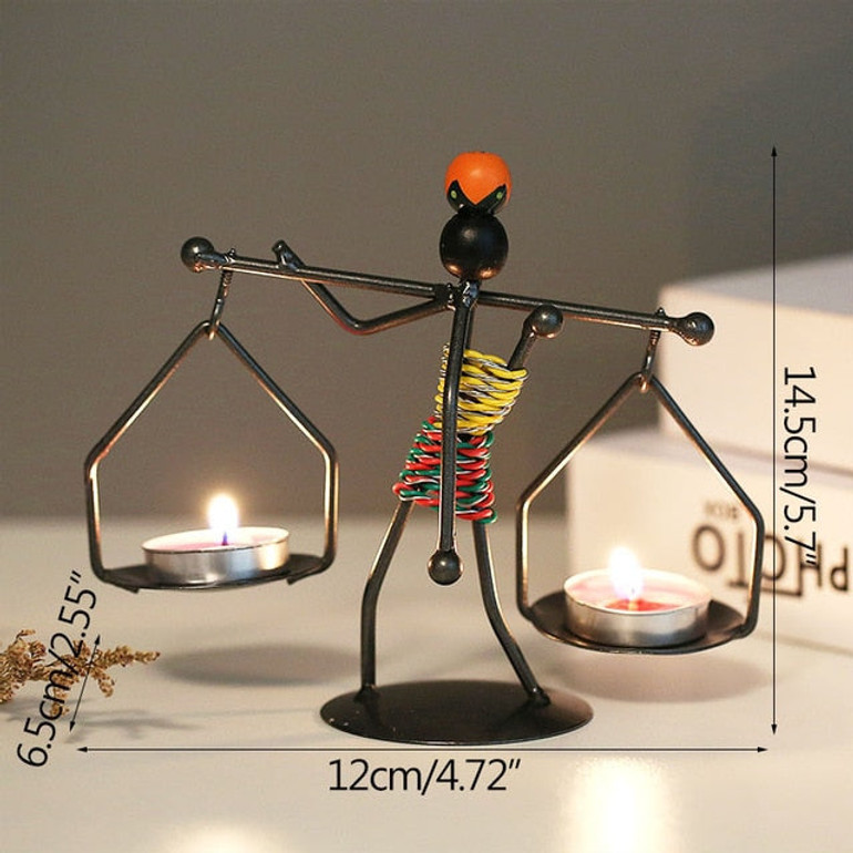 Strongwell Nordic Metal Candlestick Abstract Character Sculpture Candle Holder Decor Handmade Figurines Home Decoration Art Gift