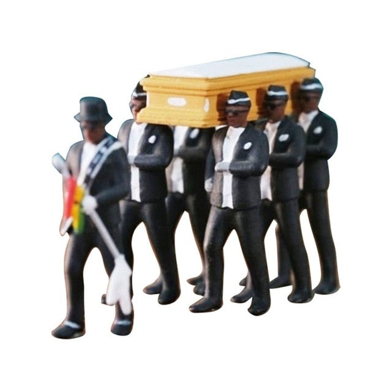 1:64 High Simulation Plastic Ghana Funeral Coffin Dancing Pallbearer Team Model Exquisite Workmanship Action Figure Car Decor