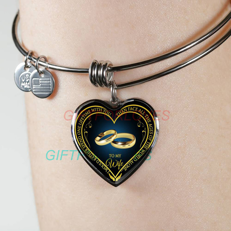 To my wife: Gift Ideas for wife, beautiful wife bangle, wife bangle, to my wife bangle, best gifts for wife, birthday gifts for wife, husband and wife bangle 916fwgb