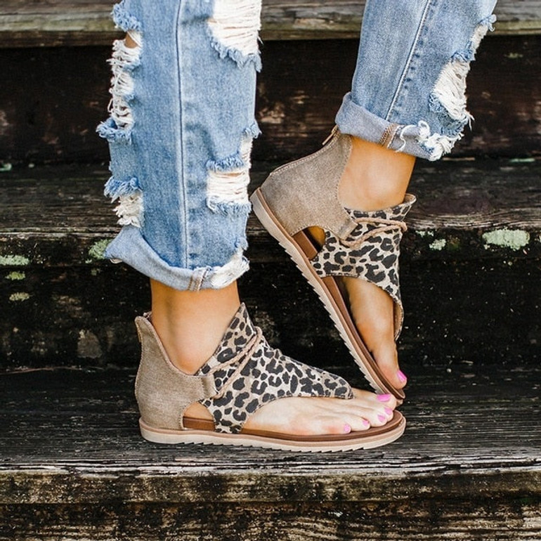 Leopard Pattern Rome Sandals