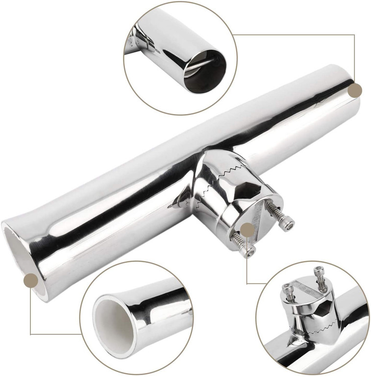 Vertical Horizontal Rail Mount Fishing Rod Holder, Stainless Tournament Style Clamp on Adjustable 32 different angles