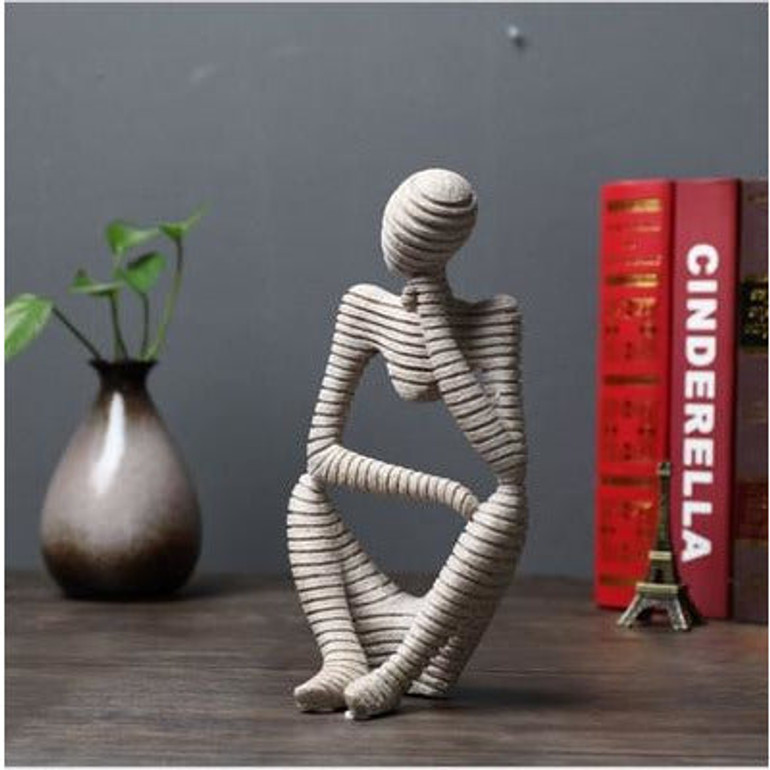 Sculpture Modern Abstract Art Thinker Figure for Bookends andDisplay