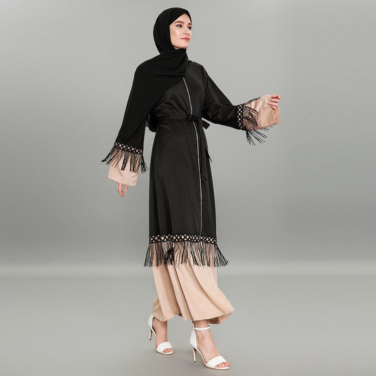 black level abaya with Robe