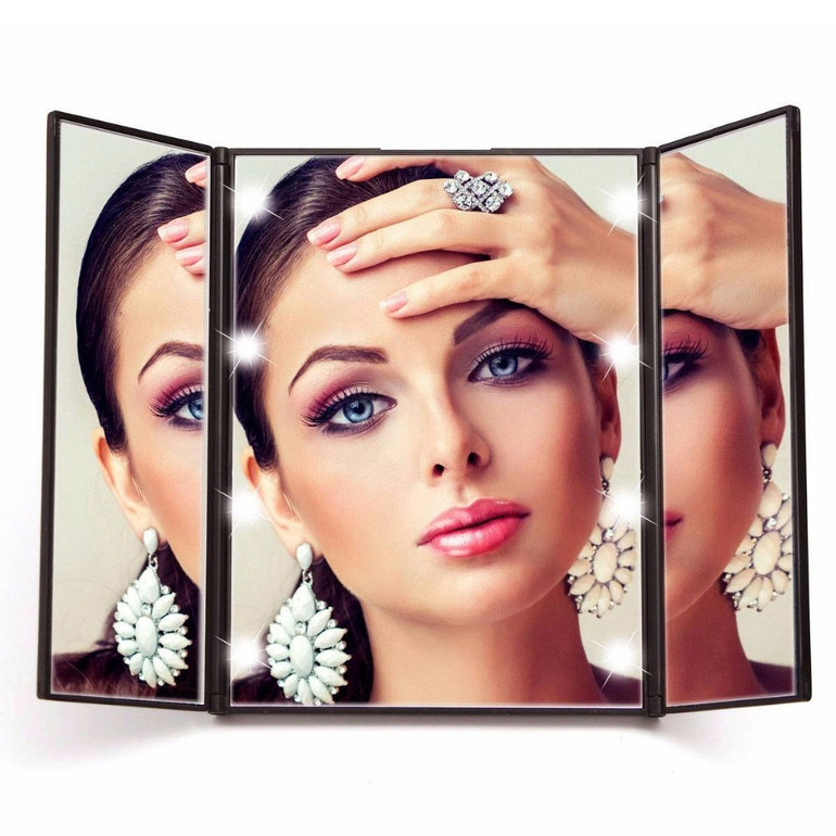 Portable Folding 8 LED Lights Table Mirror
