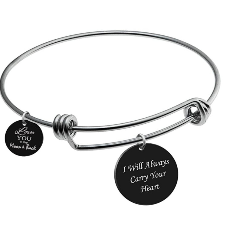 PERSONALIZED PHOTO HEART BANGLE BRACELET