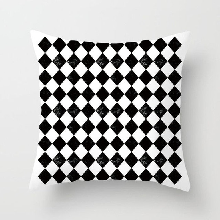 Buy 5 Get 1 Free Black and White Geometric Abstract Decorative Pillowcases Polyester Throw Pillow Case Geometric Pillowcase