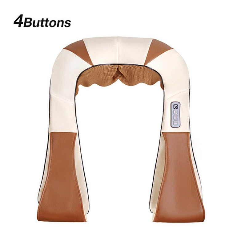 U Shape Electrical Shiatsu Body Shoulder Neck Massager Back Infrared 4D Kneading Massage Car Home Best Gift HealthCare