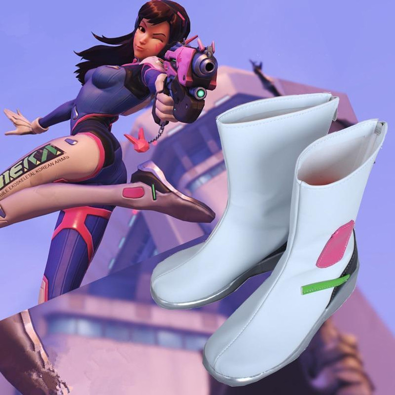 Overwatch D.Va White Cosplay Boots #JU2307