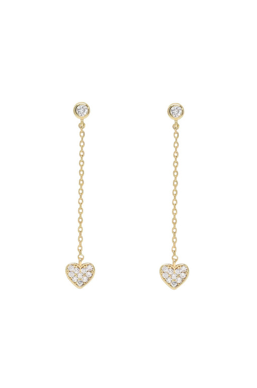 Lots of Love Chain & Heart Drop Stud Earrings