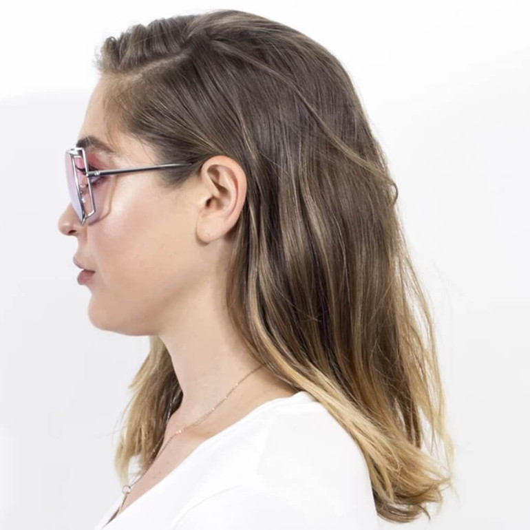 Women's Trendy Oversize Flat Top Metal Frame Sunglasses
