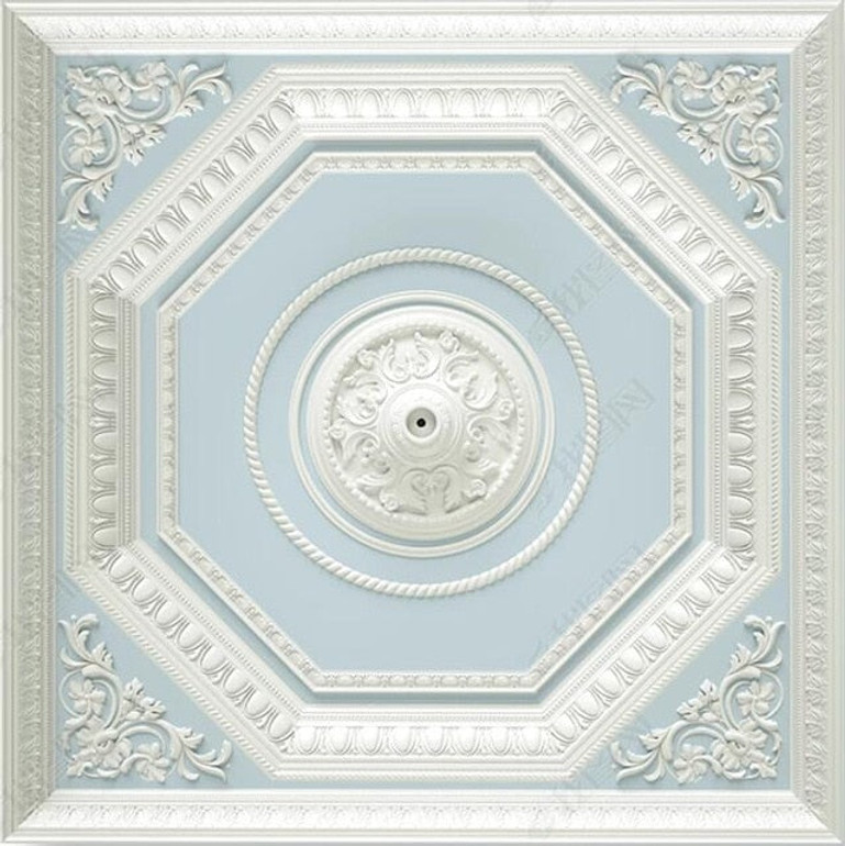 3D Mural Carved Ceiling Wallpaper