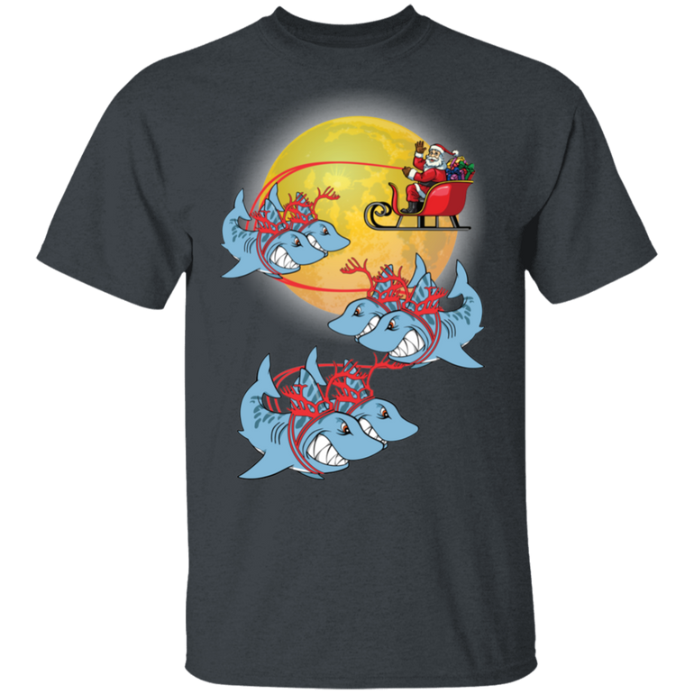 Santa Claus Riding Shark Christmas T shirt Funny Xmas Gifts