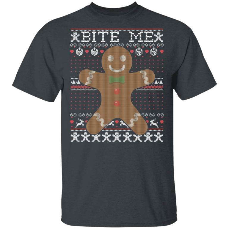 Classic Teaze Bite Me Gingerbread Man Cookie Christmas T-shirt