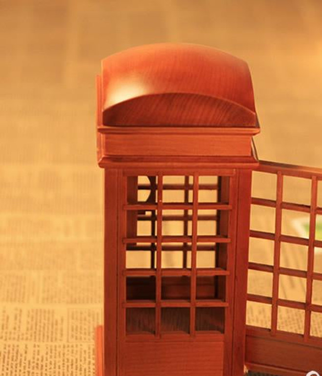 "Call Your Mom!" Red Phone Booth Clockwork Music Box
