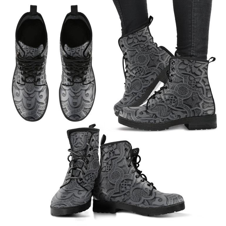 Vintage Mandala Ceilings in Dolphin - Leather Boots for Women