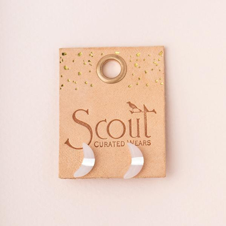 Moon Stud Rose Quartz/Silver