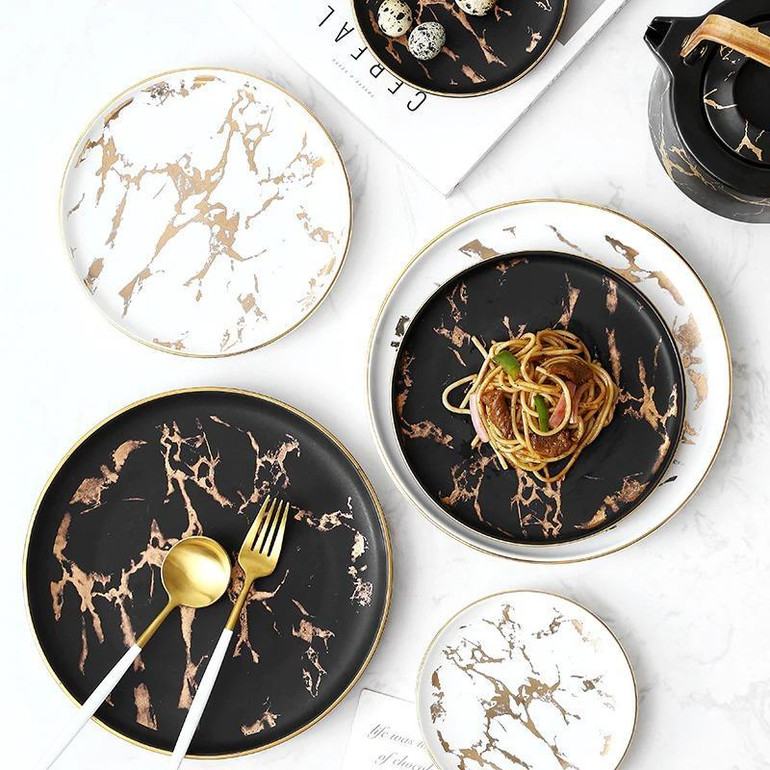 Marble Dinner Plates by SIA (Set of 3)
