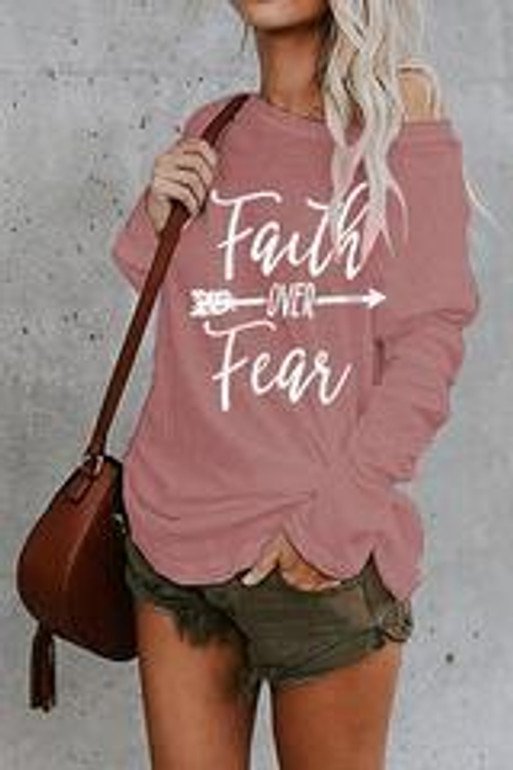 Letter Print Scoop Neck Casual T-Shirt