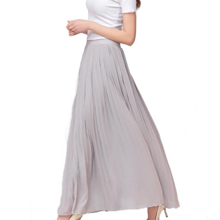 Pleated Chiffon Maxi Skirt, Modest Skirts