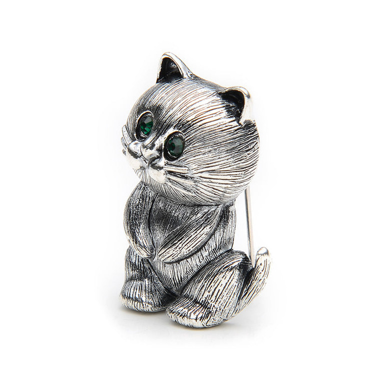 Silver Cat Brooch