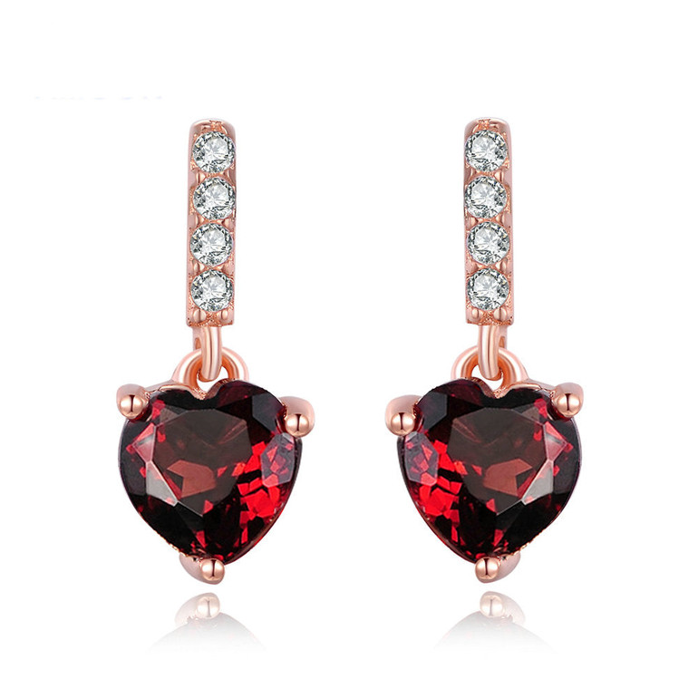 Red Garnet Drop Earrings made of Silver and Plated with 18K Gold