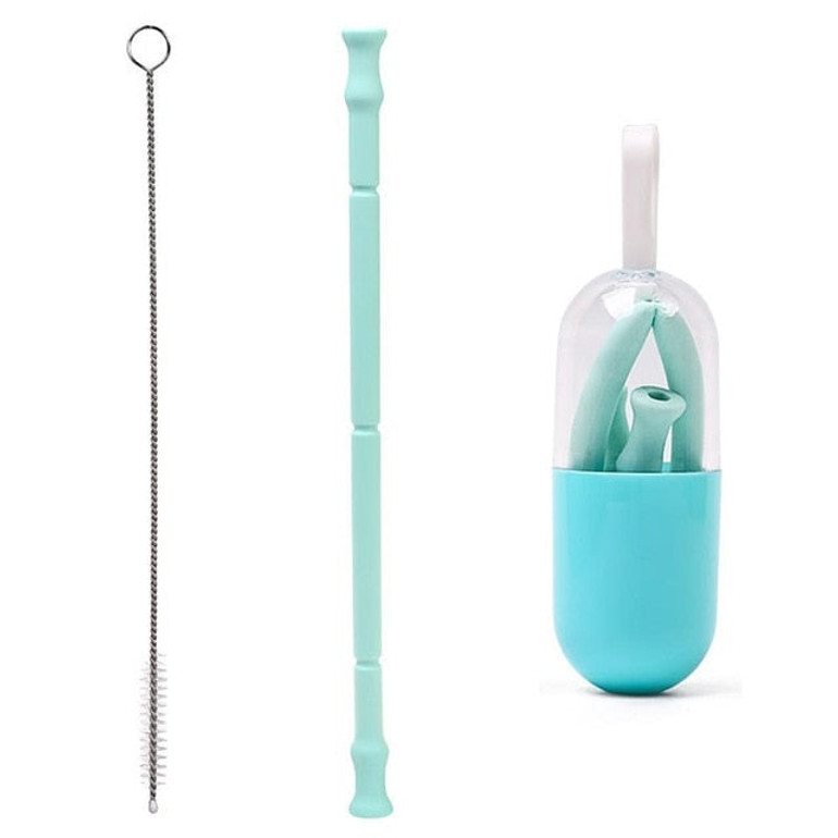 Stainless Steel Telescopic Drinking Portable straw For Travel Reusable Collapsible Metal Straw With Brush