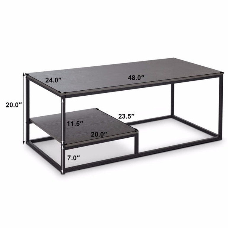 2-Tier Coffee Cocktail Accent End Table