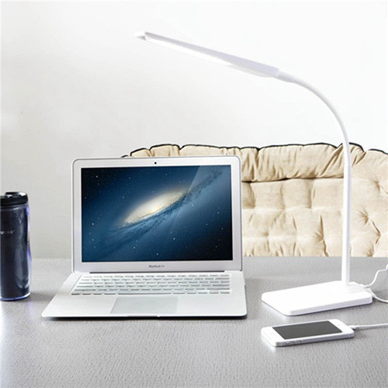 New arrive Gooseneck 6W LED Desk Lamp / 3-Level Dimmer, Touch-Sensitive Controller, Portable Lightweight Table Reading(White)