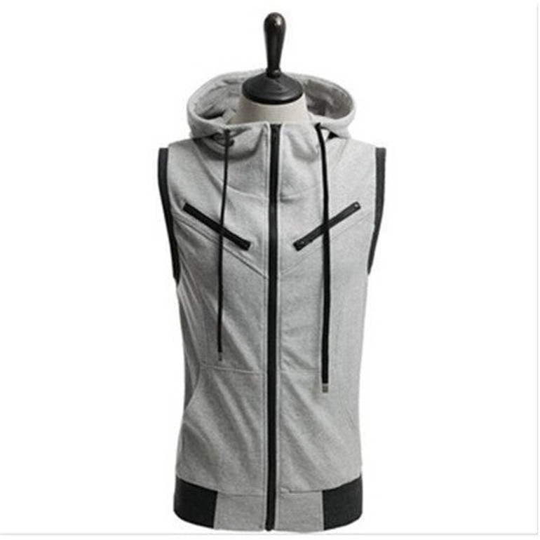 Fashion Zipper Cardigan Sweatshirts Sport Brand Hoodies Men, Casual Sweatershirt Men Slim Hoodie Sleeveless Sweatshirts Jacket