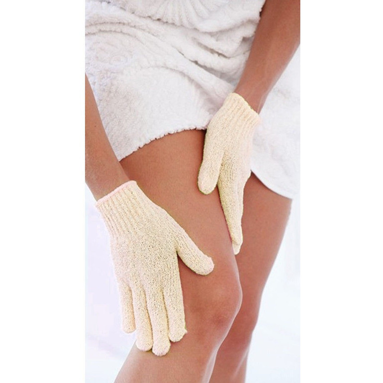 2 Pairs Shower Exfoliating Wash Skin Spa Bath Gloves Massage Loofah Scrubber New