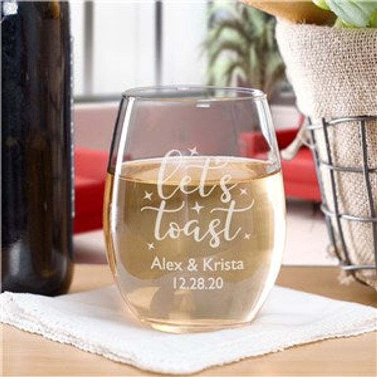 Personalized Let's Toast Stemless Wine Glass
